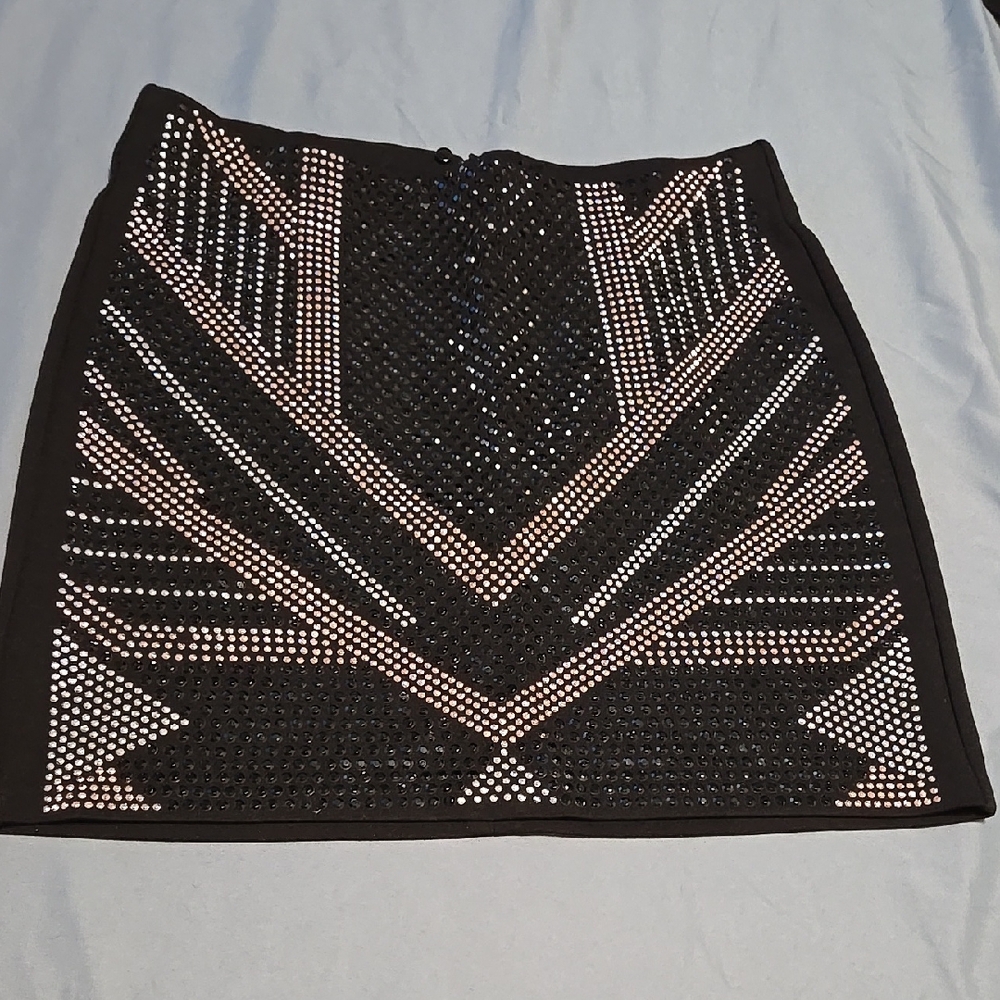 Black and Silver Embellished Women's Skirt
